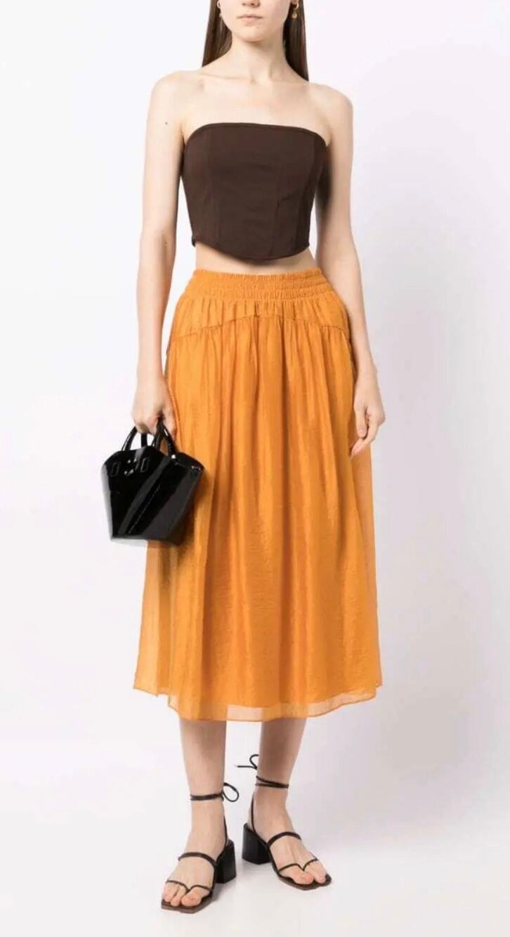 Vince Smocked-Waist High-Waisted Skirt Sz. M